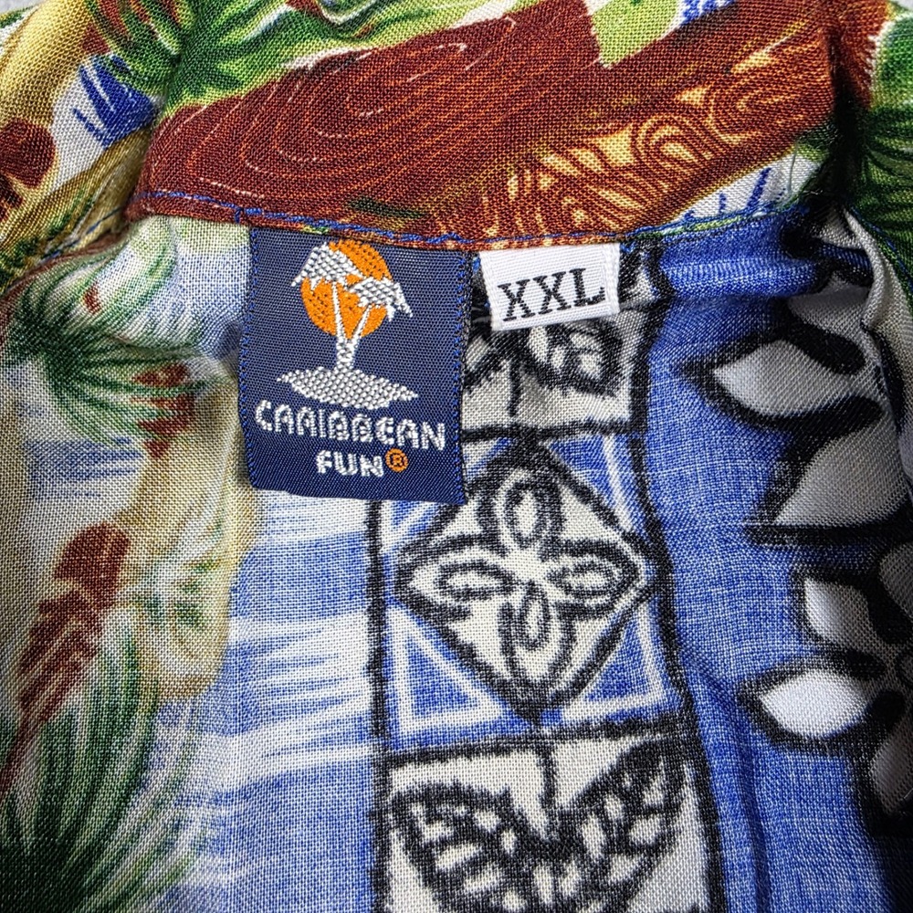 Caribbean Fun shirt Mens XXL Blue Floral Print Hawaiian Aloha - Picture 2 of 8